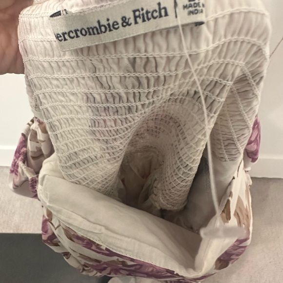 Abercrombie & Fitch Floral Puff Sleeve Midi Dress LT Large Tall Smocked Back - Picture 3 of 3